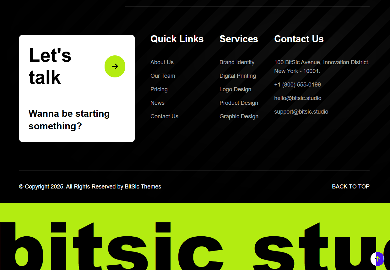 IMI Agency footer and contact section layout